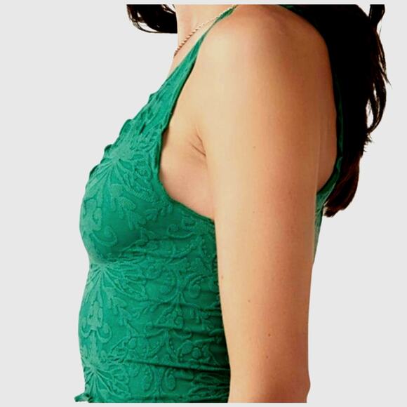 Free People Here For You Cami Lettuce Edges Hem Ivy League M/L - Picture 3 of 12